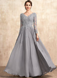 Floor-Length Mother of the Bride Dresses of Bride Chiffon Dress Mother the Mollie V-neck A-Line Lace