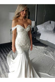 Off Shoulder Lace Appliques Mermaid Wedding Dress With STFPARQXA2C