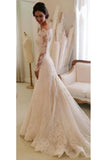 2024 Boat Neck Mermaid Tulle With Applique Wedding Dresses PA3DHKPR
