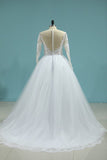 2024 Wedding Dresses Scoop Long Sleeves A Line Tulle PLXLME5B