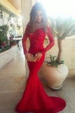Long Trumpet/Mermaid Off-the-Shoulder Satin Red Prom Dresses 2024