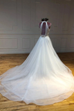 Simple Halter Court Train Tulle Wedding Dresses A Line Sleeveless Bridal STFP5QM4JP3