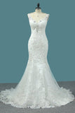 2024 Mermaid Straps Open Back Wedding Dresses With Applique PK48QQ8P