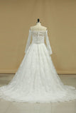 2024 Wedding Dresses Boat Neck A Line Tulle With Applique PZRQ7FPT
