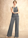 of Mother Neck Scoop Jumpsuit/Pantsuit Maryjane Bride Dress Chiffon the Floor-Length Mother of the Bride Dresses Lace