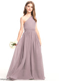 Micah Floor-Length Ruffle Chiffon With A-Line Junior Bridesmaid Dresses One-Shoulder