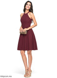 Crepe Cocktail Cocktail Dresses Knee-Length Scoop Dress Neck Ruffle Stretch With Keira A-Line
