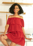 Fiona Chiffon Cocktail Dresses Off-the-Shoulder With Dress Cocktail Short/Mini Ruffle