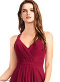 Silhouette A-Line Length Floor-Length Neckline Fabric Straps V-neck Gianna Bridesmaid Dresses