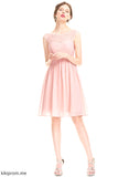 Chiffon A-Line Jaylin With Beading Knee-Length Scoop Prom Dresses Ruffle Tulle