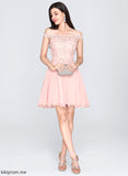 Lace Off-the-Shoulder Short/Mini Dress Homecoming Dresses Chiffon Beading Homecoming A-Line Frederica With