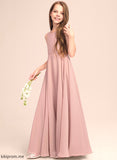 Mikaela Neck Floor-Length Junior Bridesmaid Dresses Scoop A-Line With Chiffon Bow(s)