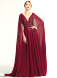 With A-Line Floor-Length Wedding Dresses Sequins V-neck Taniyah Dress Lace Wedding Chiffon