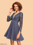 Mikayla With Chiffon Dress V-neck Homecoming Short/Mini Lace A-Line Homecoming Dresses