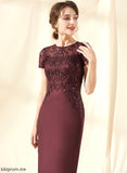 Dress Knee-Length Neck Satin Scoop Cocktail Dresses Sheath/Column With Lace Sequins Annabella Cocktail