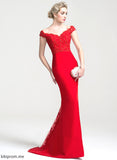 Lace Trumpet/Mermaid With Tulle Sequins Ava Sweep Beading Chiffon Prom Dresses Train Off-the-Shoulder