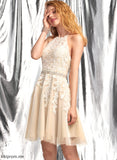 Lace Short/Mini A-Line With Halter Sibyl Sequins Tulle Beading Prom Dresses