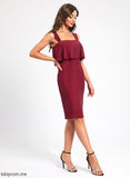 Bodycon Knee-Length Ruffle Square Neckline With Club Dresses Kelsey Polyester Dress Cocktail