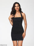 Homecoming Bodycon Dress Halter Pleated Club Dresses Sequins Short/Mini Jersey With Zoie