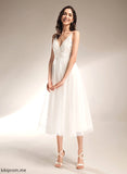 Wedding Dresses V-neck Tea-Length Dress Wedding Reina Tulle A-Line Lace