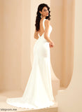 Train Wedding Dress Crepe Trumpet/Mermaid Stretch Court Wedding Dresses Alexa V-neck