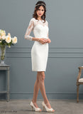 With Abigayle Wedding Crepe Dress Lace Knee-Length Stretch Bow(s) Wedding Dresses Sequins Sheath/Column Illusion