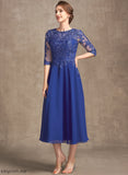Wendy Sequins Dress of Mother of the Bride Dresses Neck Tea-Length A-Line With Mother Bride Lace the Chiffon Scoop