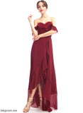 Dress Cocktail Cocktail Dresses Ruffle Nan Asymmetrical Off-the-Shoulder Front Chiffon Split With A-Line