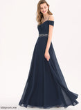 Shoulder Amelia Pleated Sequins With Beading Prom Dresses A-Line Floor-Length Cold Chiffon V-neck