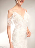 Lace V-neck Wedding Dresses Trumpet/Mermaid Wedding Dress Chapel Sequins Beading Train With Tulle Diana