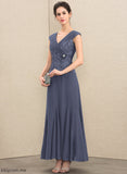 Beading Lace With A-Line Bride Ruffle of Mother of the Bride Dresses Lucy Chiffon Mother Ankle-Length the V-neck Dress