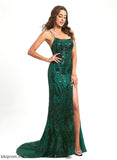 Tina Sweep Sequins Train Prom Dresses Sequined Trumpet/Mermaid Scoop With
