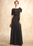 Mother of Ruffle Floor-Length Chiffon Miah Mother of the Bride Dresses Bride Neck Dress With Scoop the A-Line Beading