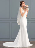 Train Trumpet/Mermaid Chiffon Alena Dress Court Wedding Lace V-neck Wedding Dresses