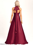 A-Line Satin Fabric V-neck Straps&Sleeves Length Halter Floor-Length Neckline Silhouette One-Shoulder Nora Bridesmaid Dresses