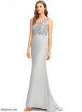 Length Fabric Neckline SweepTrain Sequins Trumpet/Mermaid One-Shoulder Embellishment Silhouette Maleah Bridesmaid Dresses