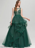 Ball-Gown/Princess Cloe Prom Dresses Floor-Length Tulle Illusion Lace Scoop