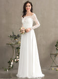 Amiyah Off-the-Shoulder Dress Wedding Lace Floor-Length Chiffon Wedding Dresses A-Line
