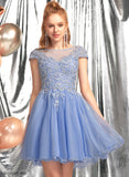 Ashleigh Lace A-Line Beading Appliques Lace With Dress Neck Scoop Homecoming Dresses Homecoming Tulle Short/Mini