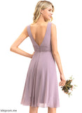 Length V-neck Silhouette Fabric Ruffle Embellishment Asymmetrical Neckline A-Line Rhianna Bridesmaid Dresses