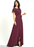 ScoopNeck Ruffle Neckline Length Embellishment Asymmetrical Fabric Silhouette A-Line Lorena Sleeveless A-Line/Princess Bridesmaid Dresses