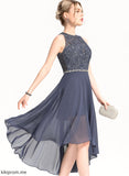 Dress Chiffon Neck Lace With Asymmetrical Beading Micaela Scoop Cocktail A-Line Cocktail Dresses