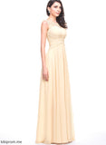 Beading Tulle Floor-Length Flower(s) A-Line Prom Dresses Chiffon With Ruffle Scoop Kallie