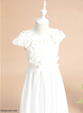 Scoop With Dress Girl Floor-length A-Line Flower(s) Short Chiffon/Lace Flower Mylee Sleeves - Neck Flower Girl Dresses