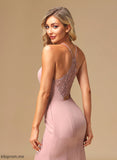 Silhouette HighNeck SplitFront Neckline Lace Length Embellishment Floor-Length A-Line Fabric Sally Bridesmaid Dresses