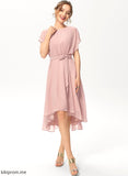 Cocktail Dress Scoop With Chiffon Bow(s) A-Line Ruffle Carleigh Cocktail Dresses Asymmetrical Neck
