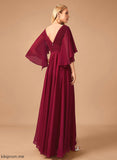 A-Line Floor-Length Ruffle Embellishment Length Silhouette Neckline Fabric V-neck Carly A-Line/Princess Floor Length Bridesmaid Dresses