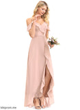 Asymmetrical Neckline A-Line CascadingRuffles Silhouette Embellishment V-neck Length Fabric Lindsey Bridesmaid Dresses