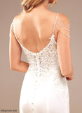 Lace Trumpet/Mermaid Court Train Kendall Wedding Dress Beading Lace With Sequins V-neck Wedding Dresses Chiffon