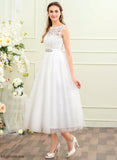 Wedding Tulle Beading With Satin Tea-Length Nicole Lace Wedding Dresses Dress Ball-Gown/Princess Sequins